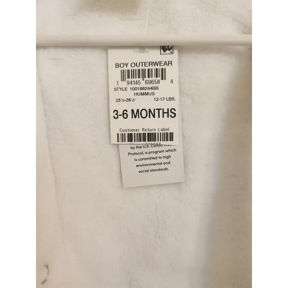 NWT First Impressions Unisex Faux Sherpa Lined Hooded Jacket 3-6 Months